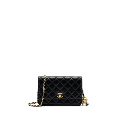 Chanel Pearl Crush Wallet On Chain Lambskin Black GHW (microchip)