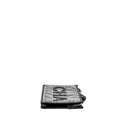 Chanel Letter Logo Clutch Bag Tweed PVC/Lambskin Black LGHW