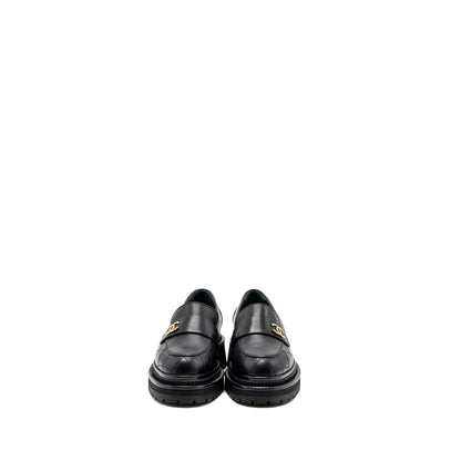 Chanel size 36.5 CC logo loafer Black GHW