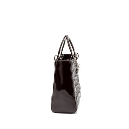 Dior large lady dior patent burgundy