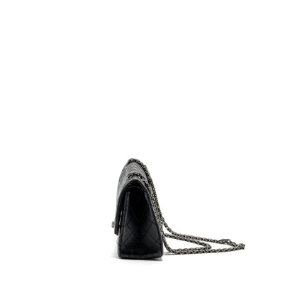 Chanel small 2.55 reissue flap bag aged calfskin black ruthenium hardware