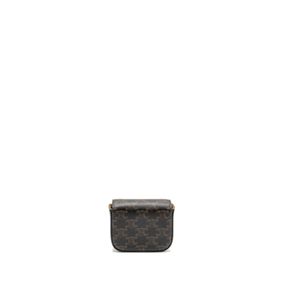 Luxury CELINE Mini Claud bag triomphe canvas / calfskin tan GHW