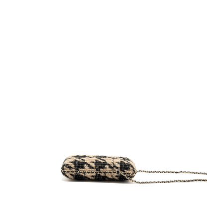Chanel vertical phone case tweed multicolor black / light brown LGHW