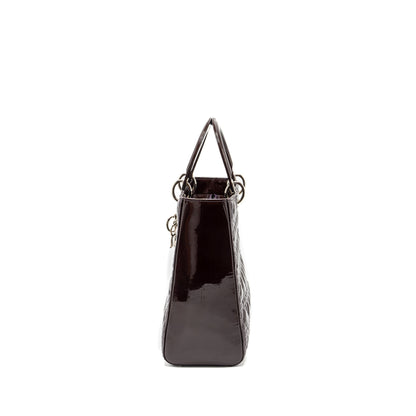 Dior large lady dior patent burgundy