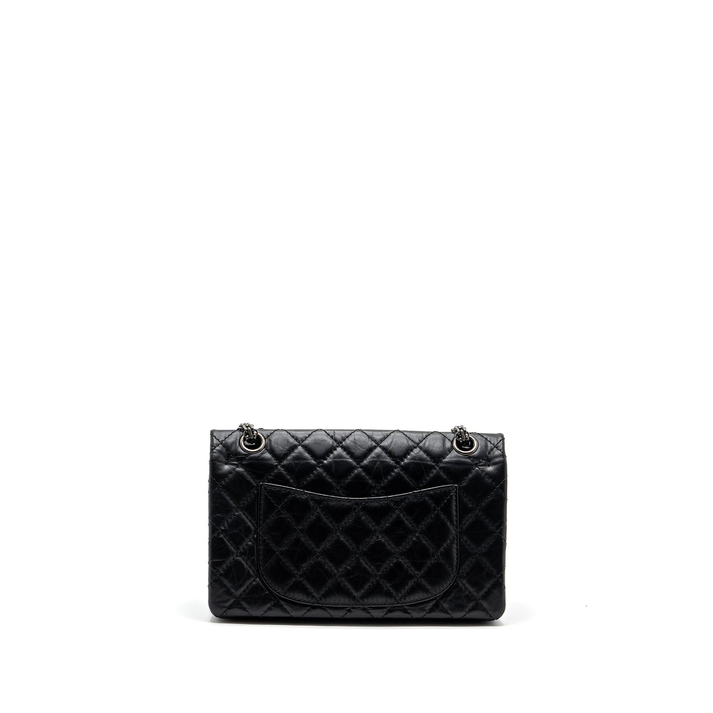 Chanel small 2.55 reissue flap bag aged calfskin black ruthenium hardware