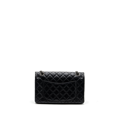 Chanel small 2.55 reissue flap bag aged calfskin black ruthenium hardware