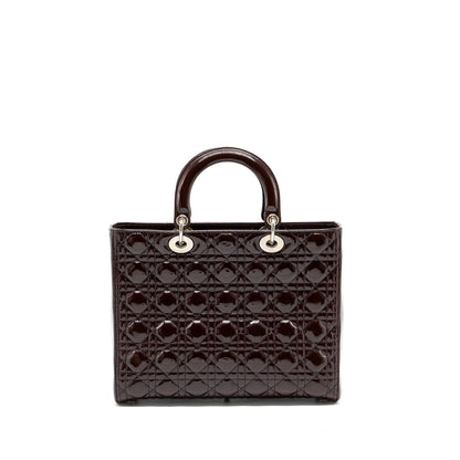 Dior large lady dior patent burgundy