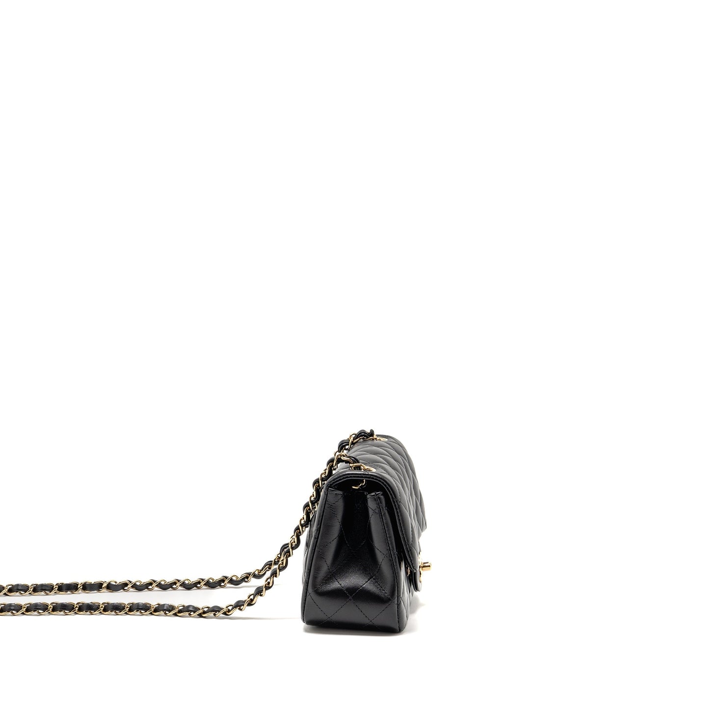 Chanel Mini Square Flap Bag Lambskin Black LGHW (Microchip)