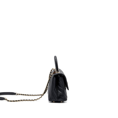 Chanel Small Coco Handle Chevron Caviar Black LGHW