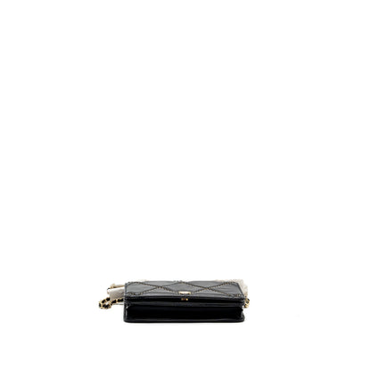Chanel Quilted Wallet on Chain Shiny Calfskin Black GHW (Microchip)