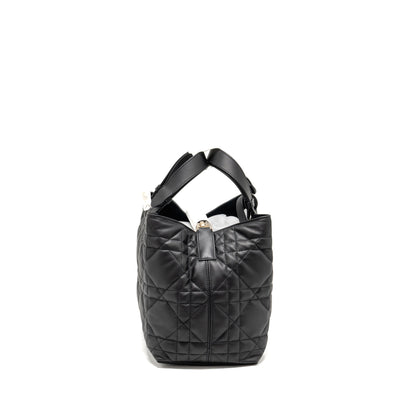 Dior Medium Dior Toujours Purse Macrocannage Calfskin Black