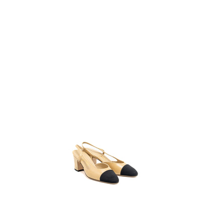 Chanel size 35 sling back beige / black