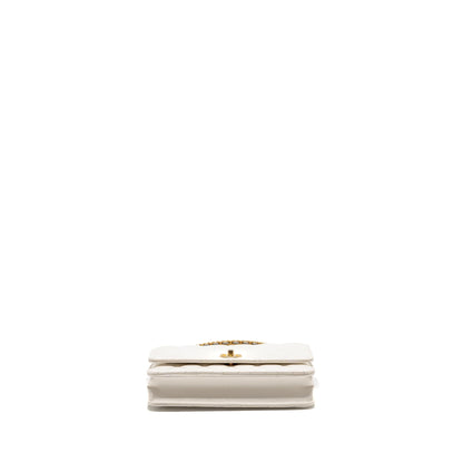 Chanel Top handle wallet with chain calfskin white GHW (microchip)