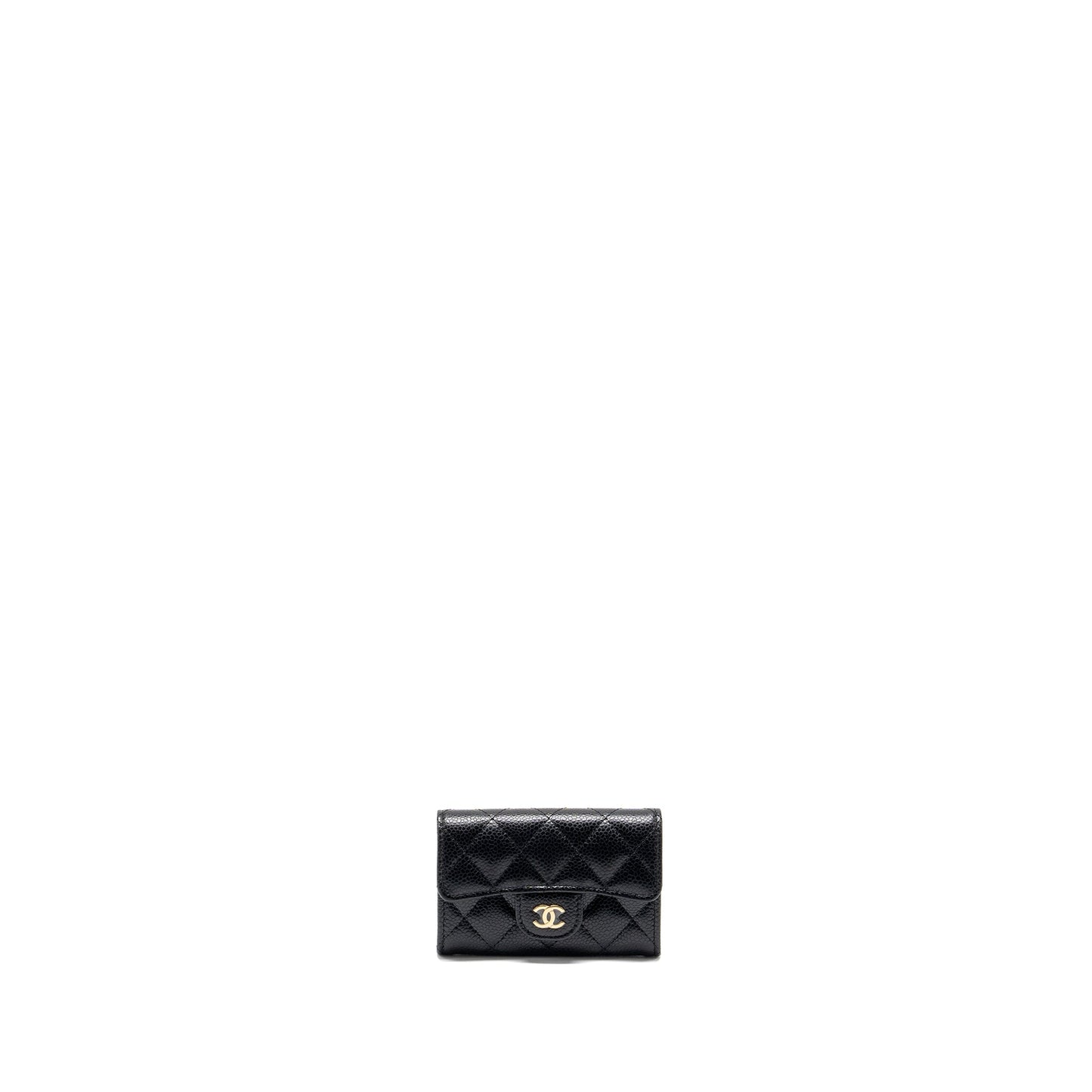 Chanel classic flap card holder caviar black GHW  (microchip)