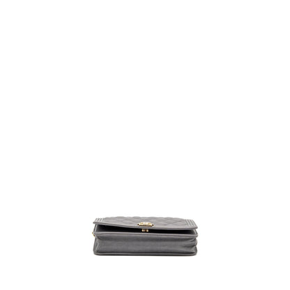 Chanel Boy Wallet on Chain Caviar Grey LGHW