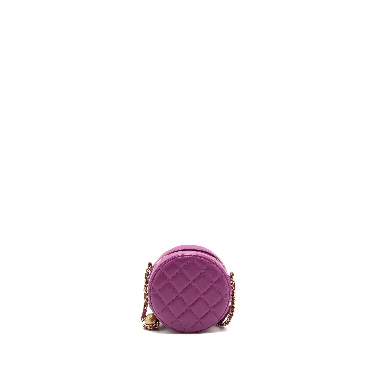Chanel pearl crush mini round clutch with chain Lambskin purple GHW