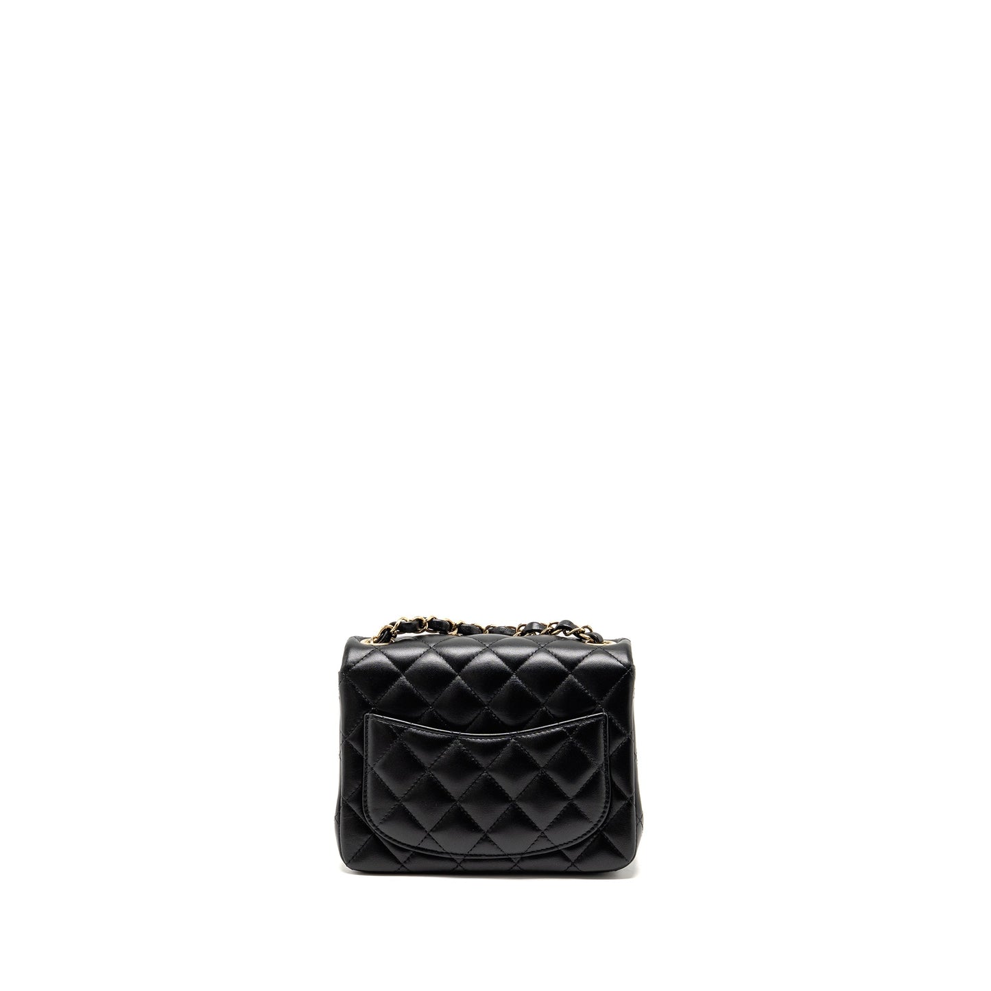 Chanel Mini Square Flap Bag Lambskin Black LGHW (Microchip)