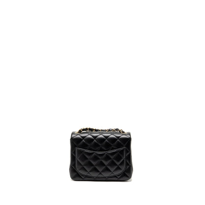 Chanel Mini Square Flap Bag Lambskin Black LGHW (Microchip)
