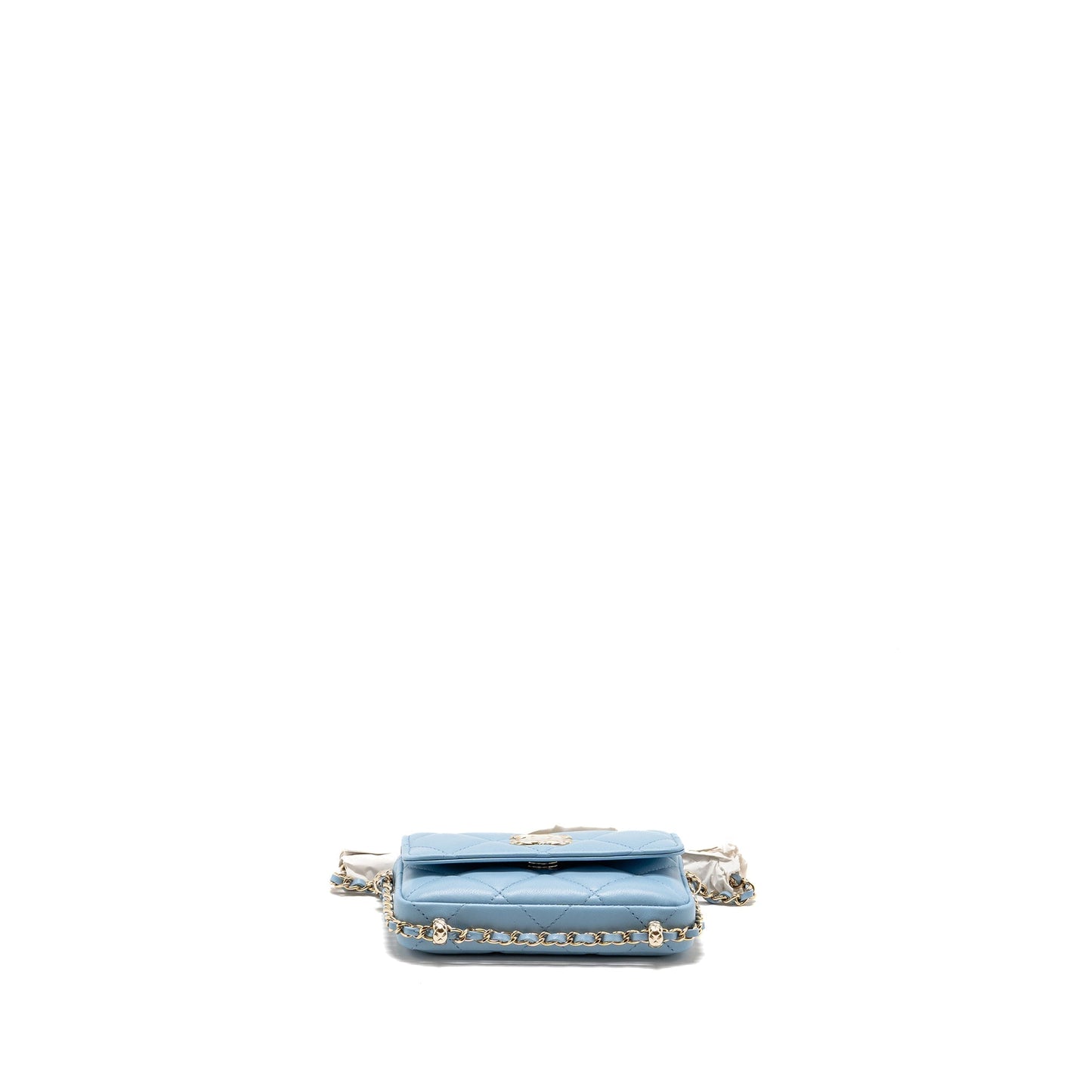 Chanel Mini Flap Clutch with Chaim Lambskin Light Blue LGHW