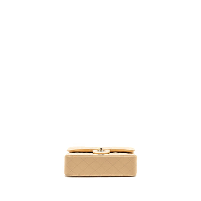 Chanel Small Classic Double Flap Bag Lambskin Beige SHW (Microchip)