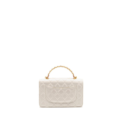 Chanel Top handle wallet with chain calfskin white GHW (microchip)