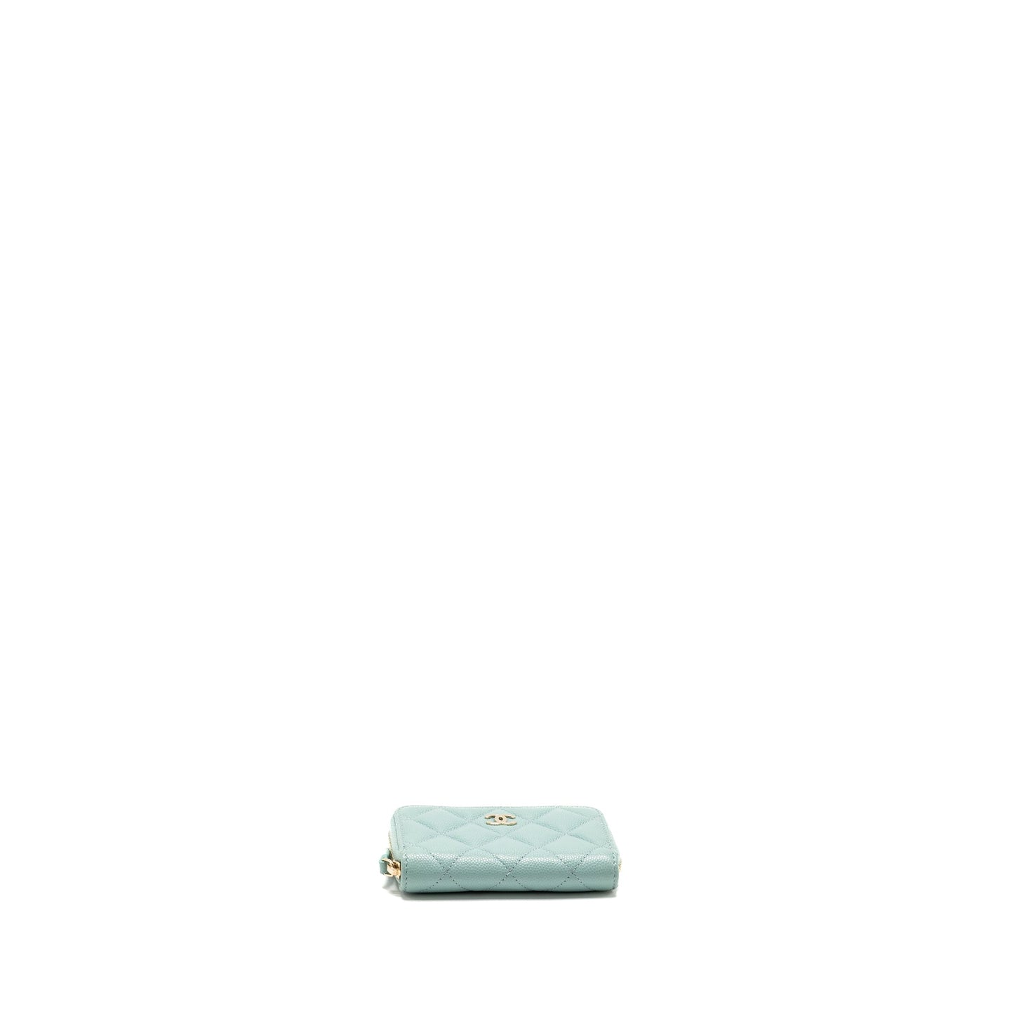 Chanel Zip Card Holder Caviar Light Green LGHW