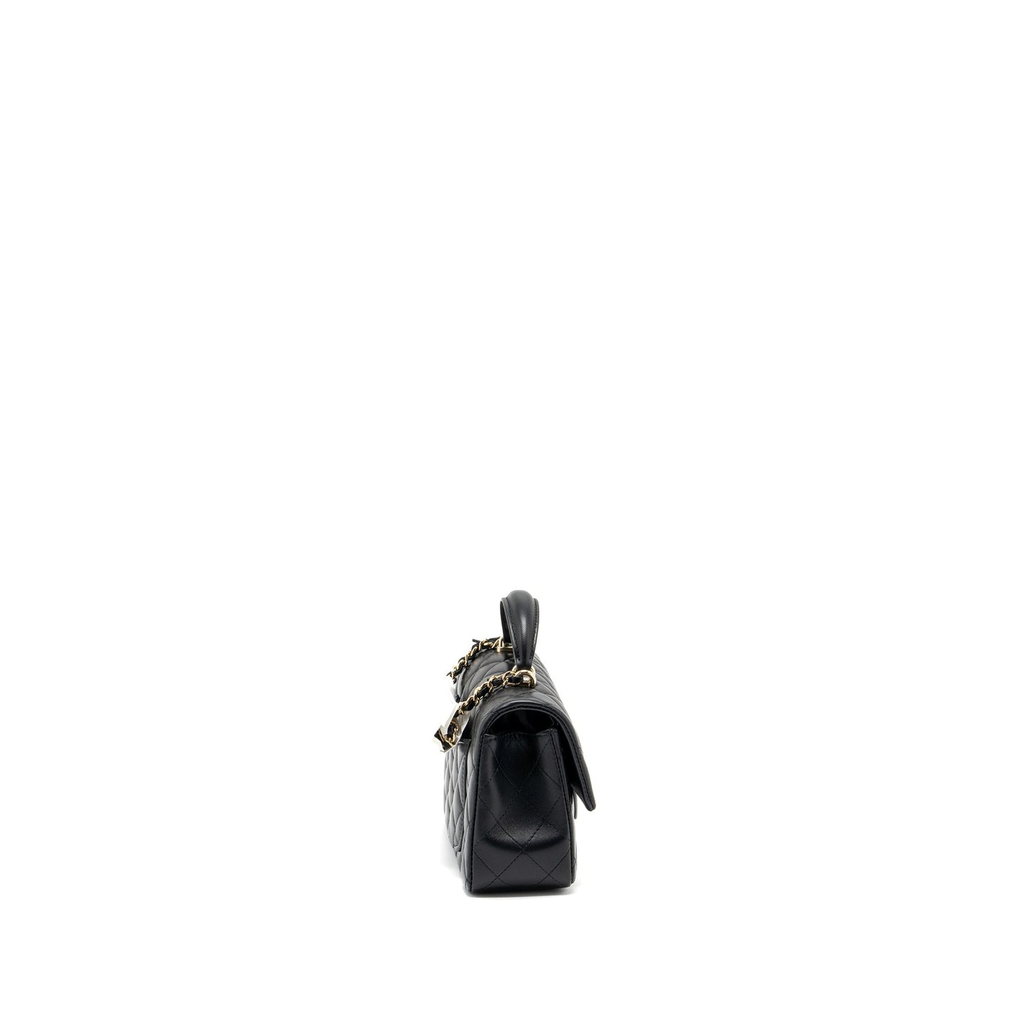Chanel Top Handle Mini Rectangular Flap Bag Lambskin Black LGHW (Microchip )