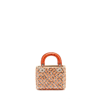 Dior Mini Lady Dior limited edition velvet / alligator / sequin light pink