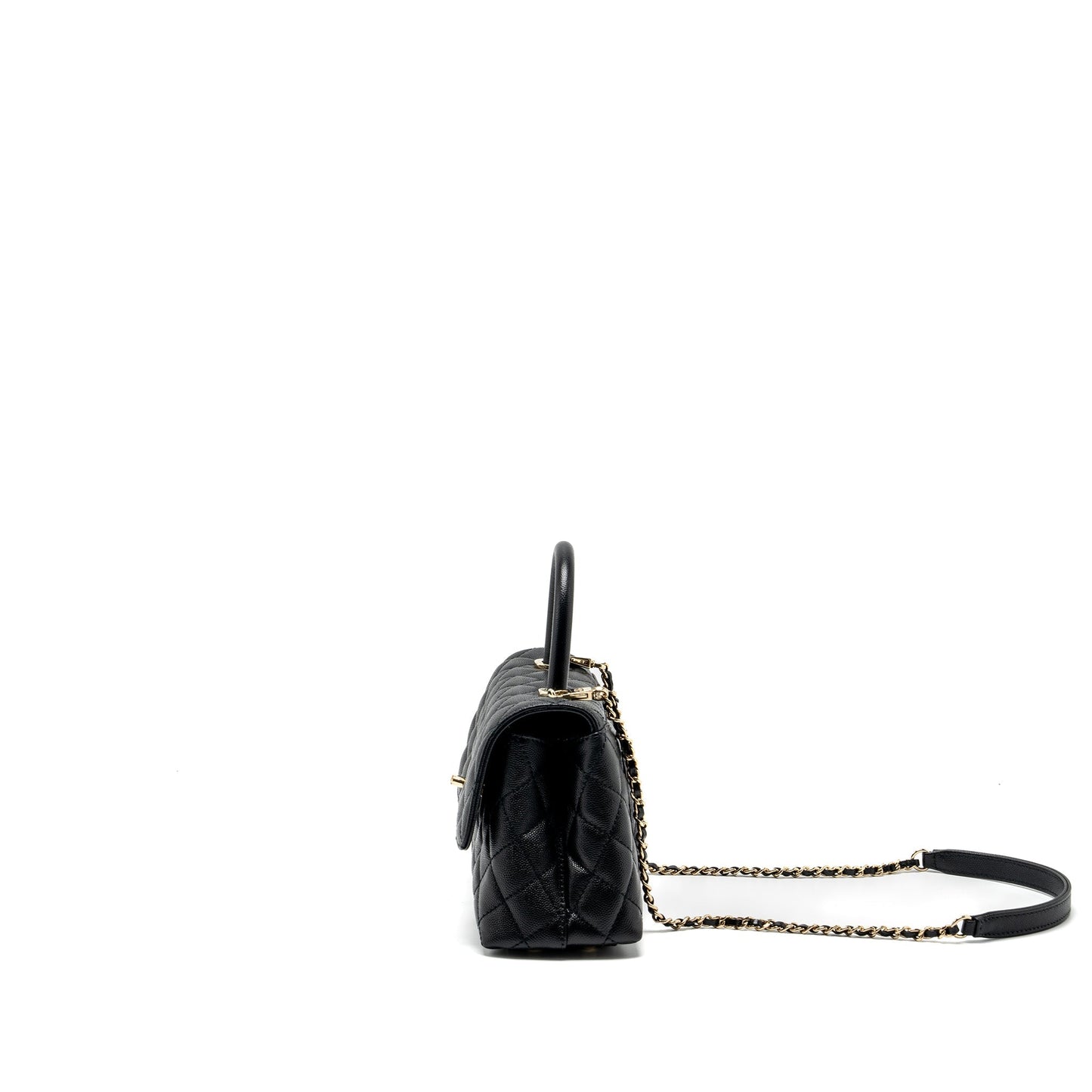 Chanel Small Coco Handle Caviar Black LGHW (Microchip)