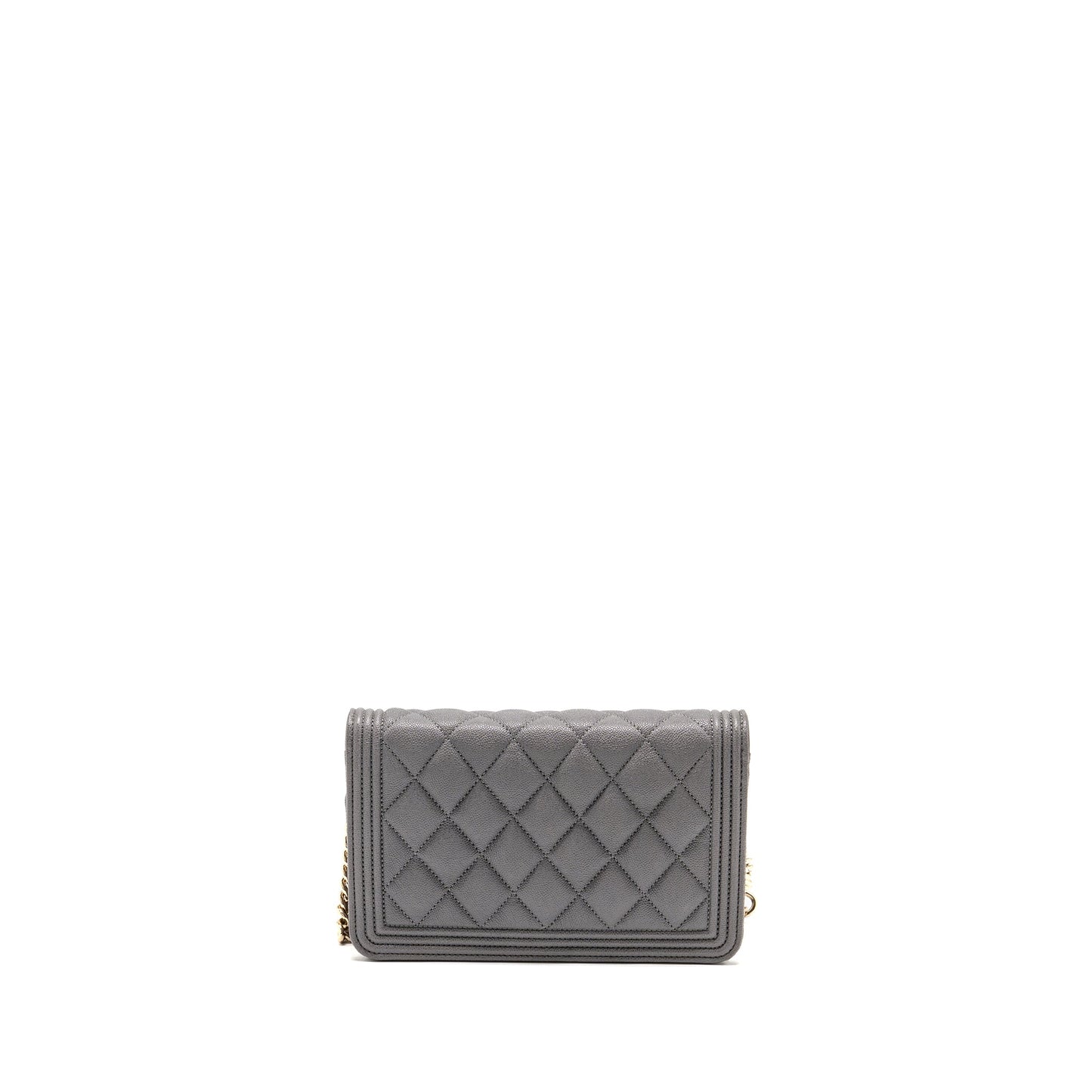 Chanel Boy Wallet on Chain Caviar Grey LGHW