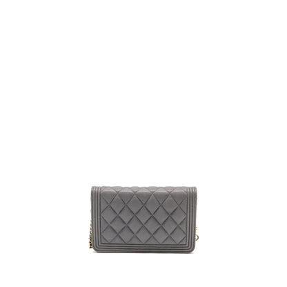 Chanel Boy Wallet on Chain Caviar Grey LGHW