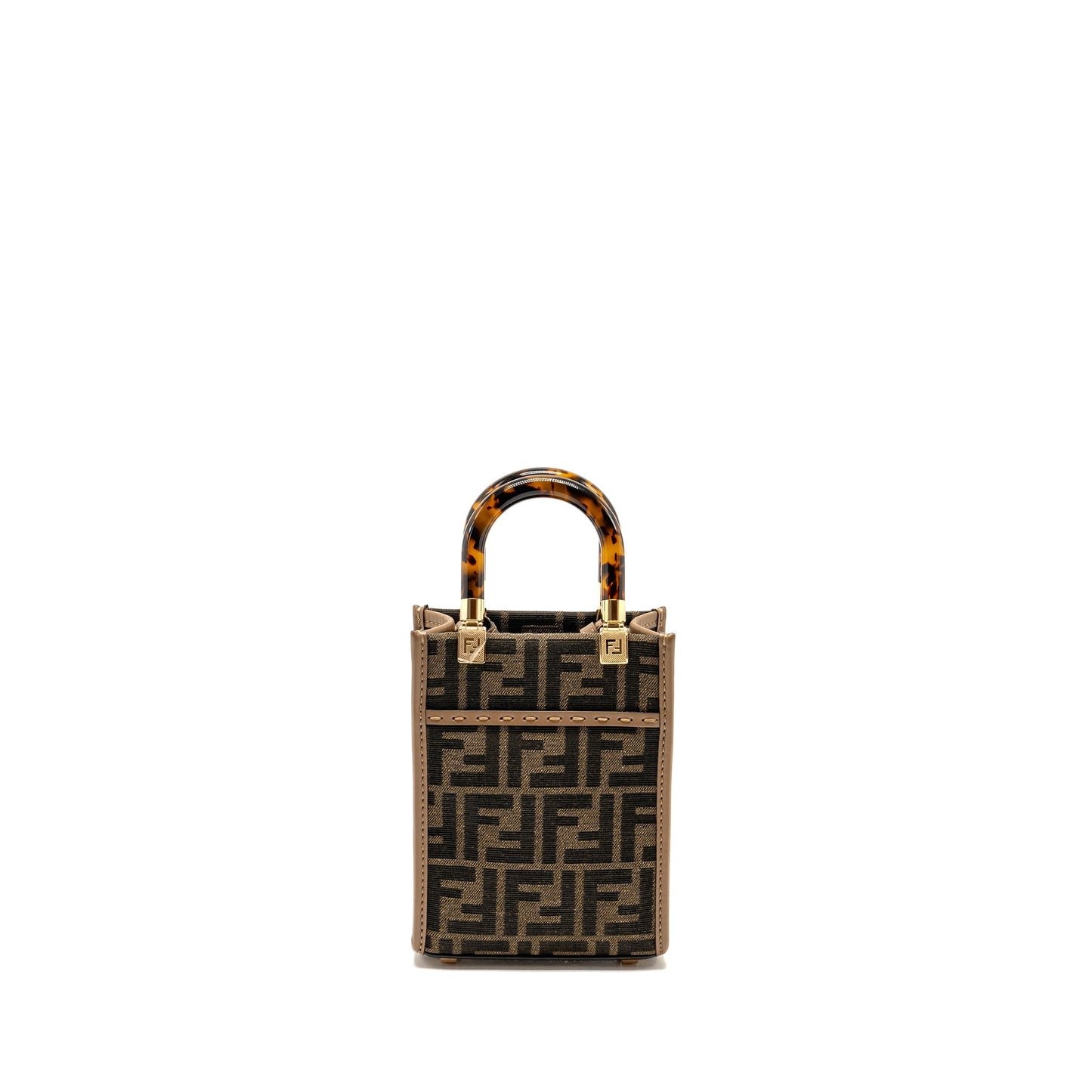 Fendi Mini Sunshine Shopper Purse Canvas/Calfskin Brown