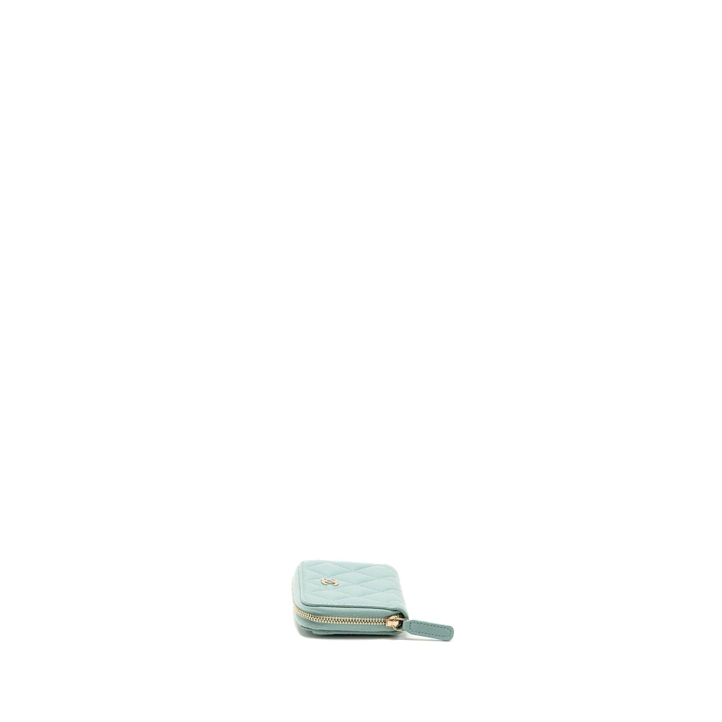 Chanel Zip Card Holder Caviar Light Green LGHW
