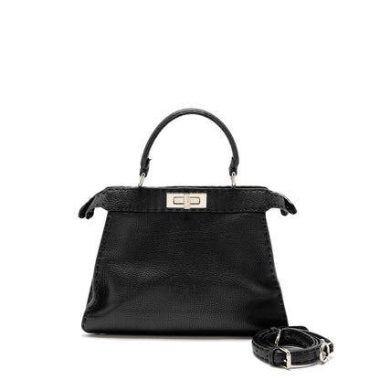 Fendi Medium Peekaboo Purse Calfskin Black