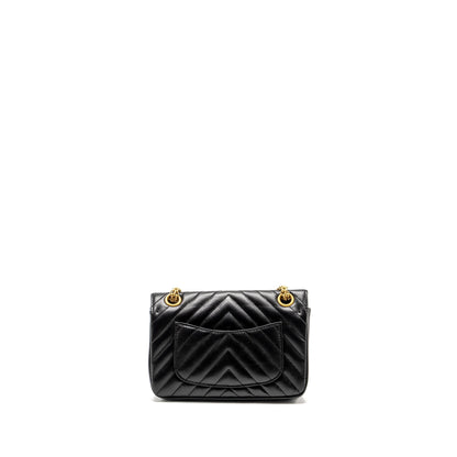 Chanel Mini 2.55 Reissue Chevron Calfskin BLACK GHW (Microchip)