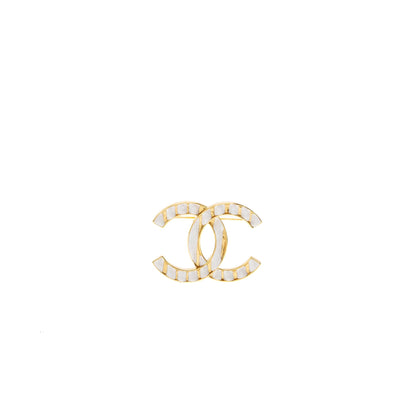 Chanel CC logo brooch ivory / gold tone