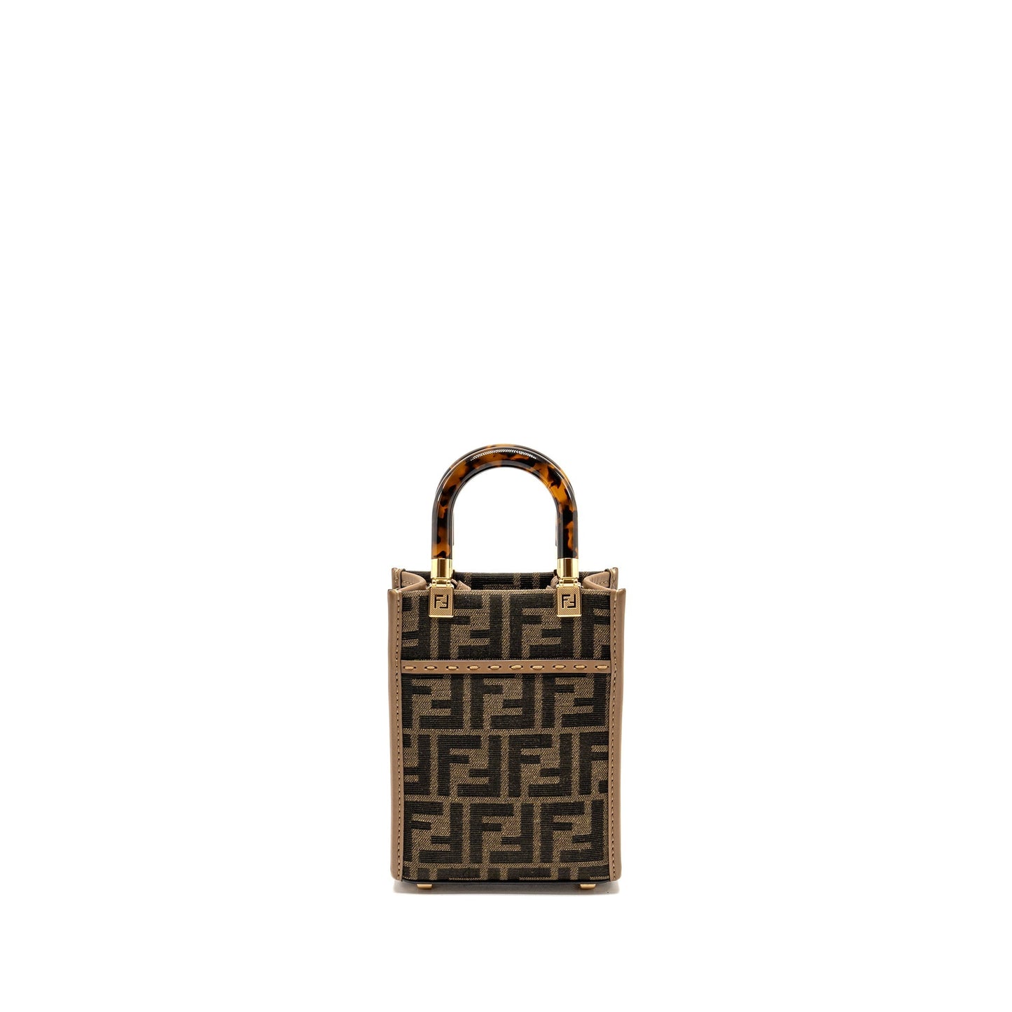 Fendi Mini Sunshine Shopper Purse Canvas/Calfskin Brown