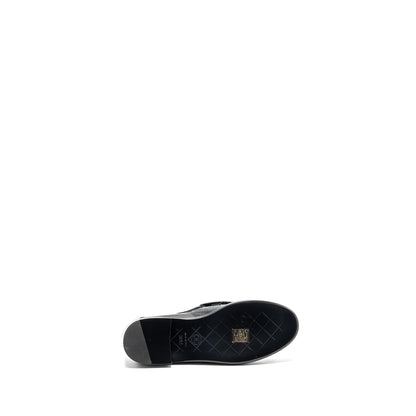 Chanel Size 38.5 Quilted CC Logo Loafer Patent Lambskin Black LGHW