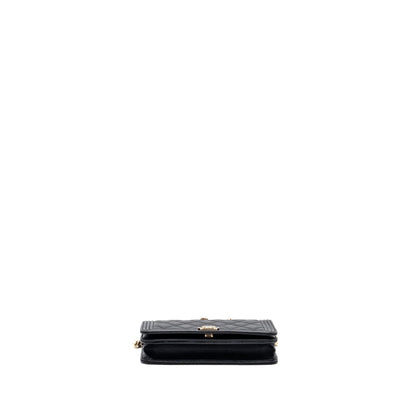 Chanel Boy Wallet On Chain Caviar Black LGHW (microchip)