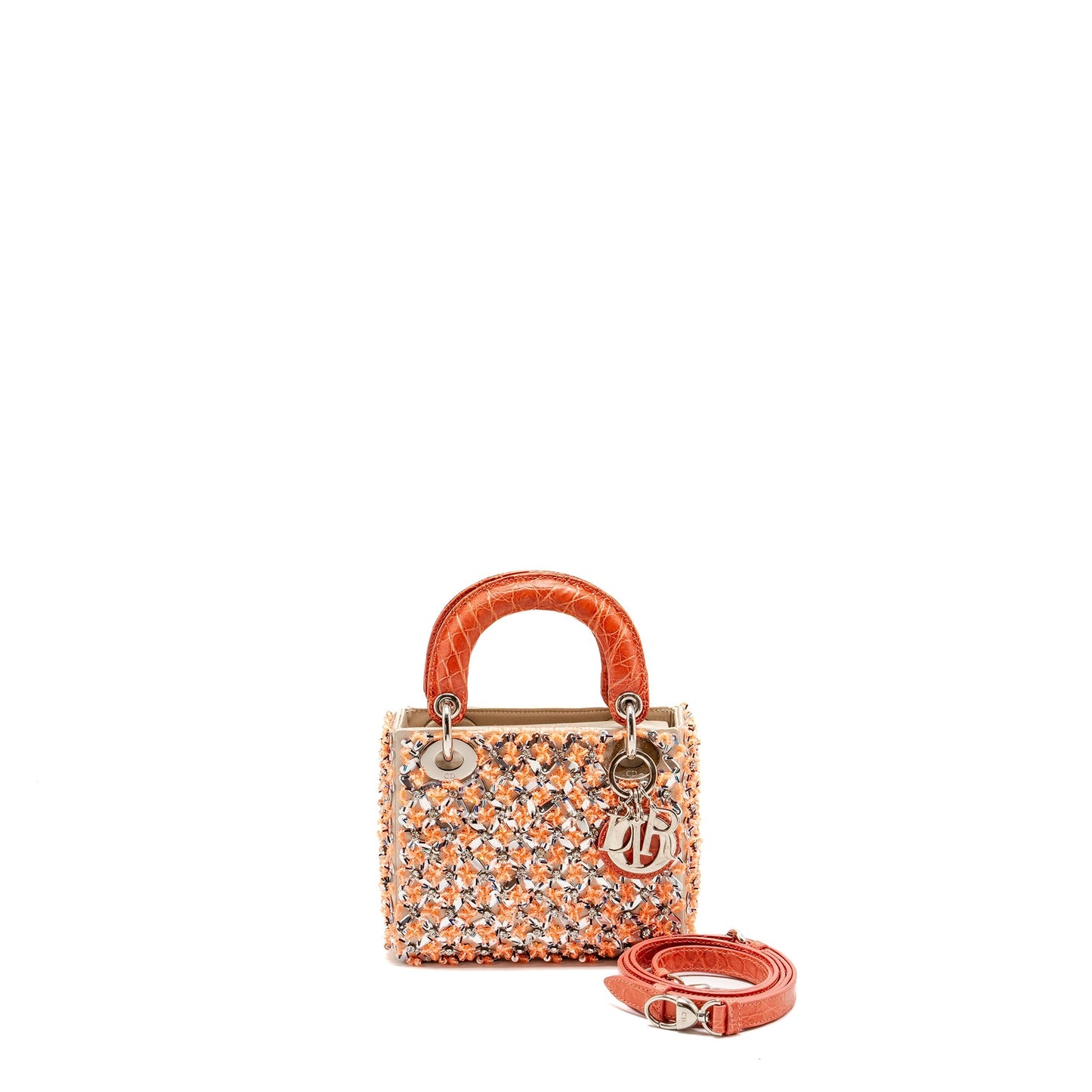 Dior Mini Lady Dior limited edition velvet / alligator / sequin light pink