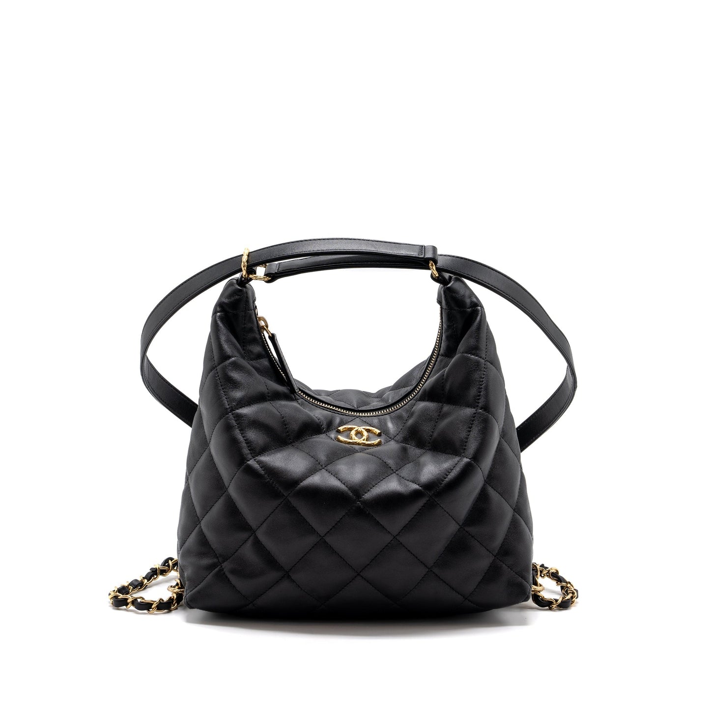 Chanel 22B hobo bag lambskin black GHW (microchip)