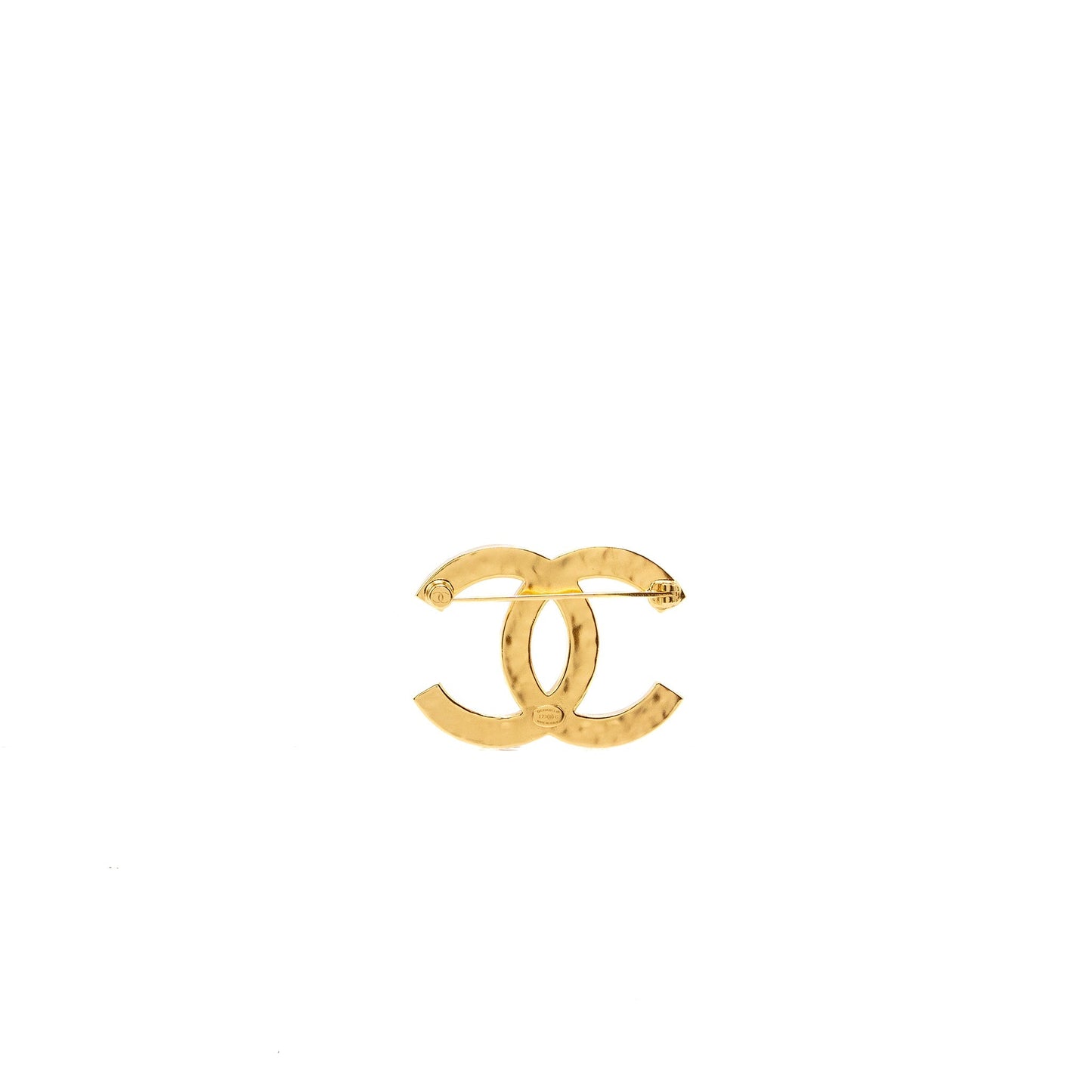 Chanel CC logo brooch ivory / gold tone