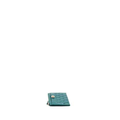 Chanel boy zip pouch lambskin green LGHW