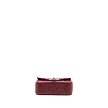 Chanel Top Handle Mini Rectangular Flap Bag Lambskin Burgundy LGHW (Microchip)