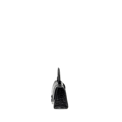 Balenciaga Hourglass Crocodile-Embossed Calfskin So Black