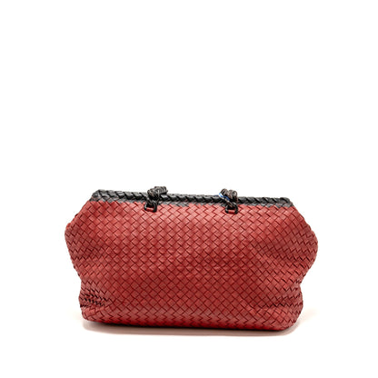 Bottega Veneta Intrecciato Chain Mini Purse Leather Red/Black with Black Hardware