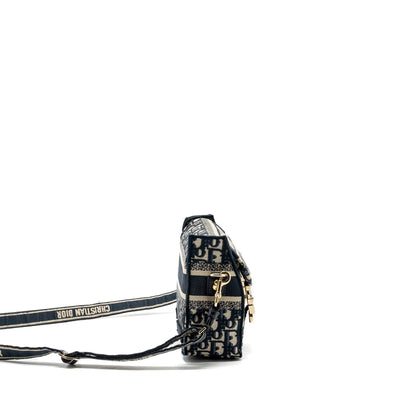 Dior Small Diorcamp Purse Blue Dior Oblique Embroidery