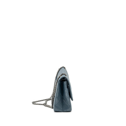 Chanel Large 2.55 reissue Flap Bag Aged Calfskin Petrol blue Ruthenium Hardware