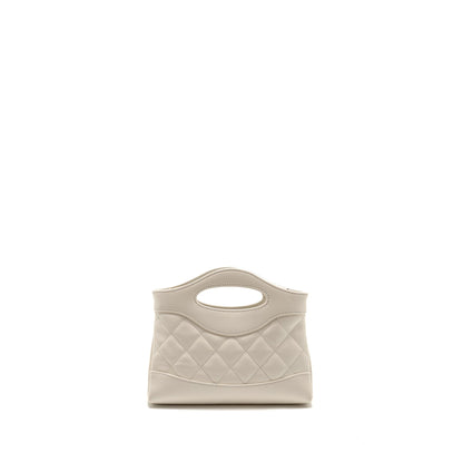 Chanel Mini 31 Clutch With Chain Shiny Lambskin White LGHW (microchip)