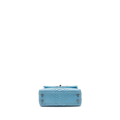 Chanel Small Coco Handle Python Light Blue Ruthenium Hardware